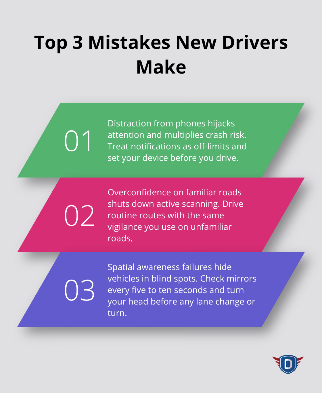 Three critical teen driver errors with concise guidance