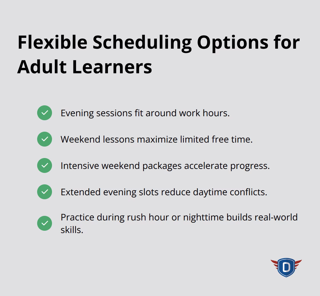 Adult-friendly scheduling features for driving lessons - behind the wheel driving lessons for adults