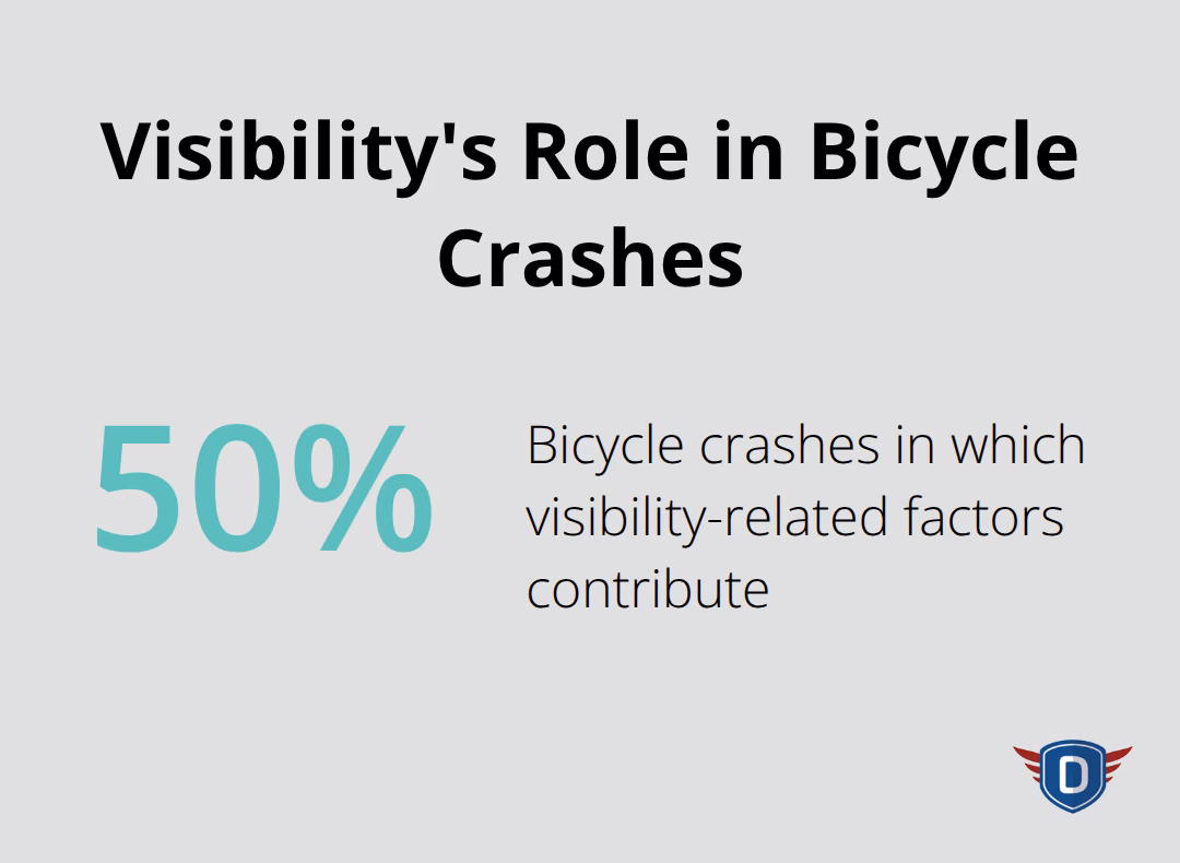 Share of bicycle crashes with visibility-related factors - bicycle safety rules of the road