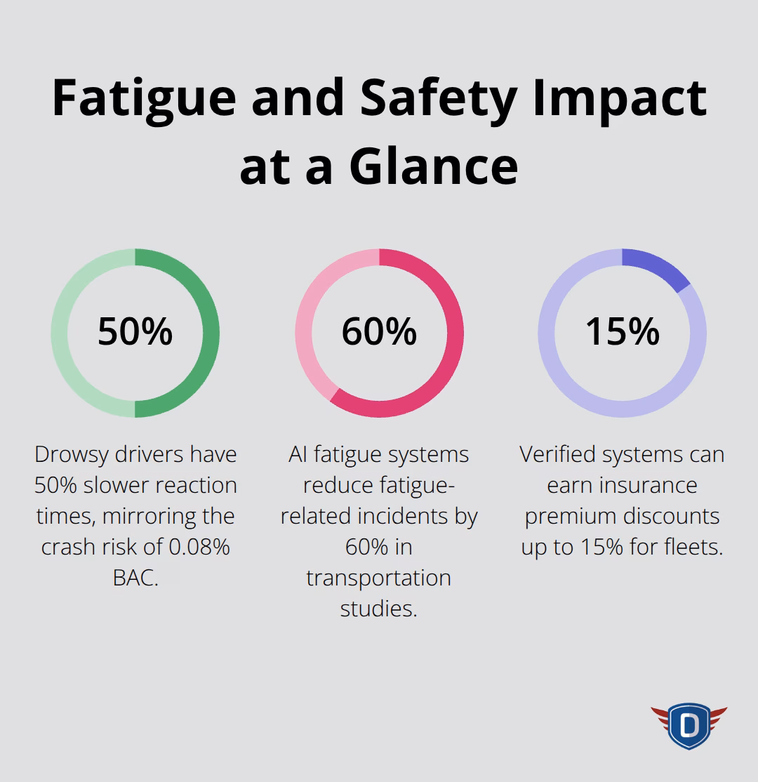 Percentages highlighting fatigue risks and benefits of detection technology