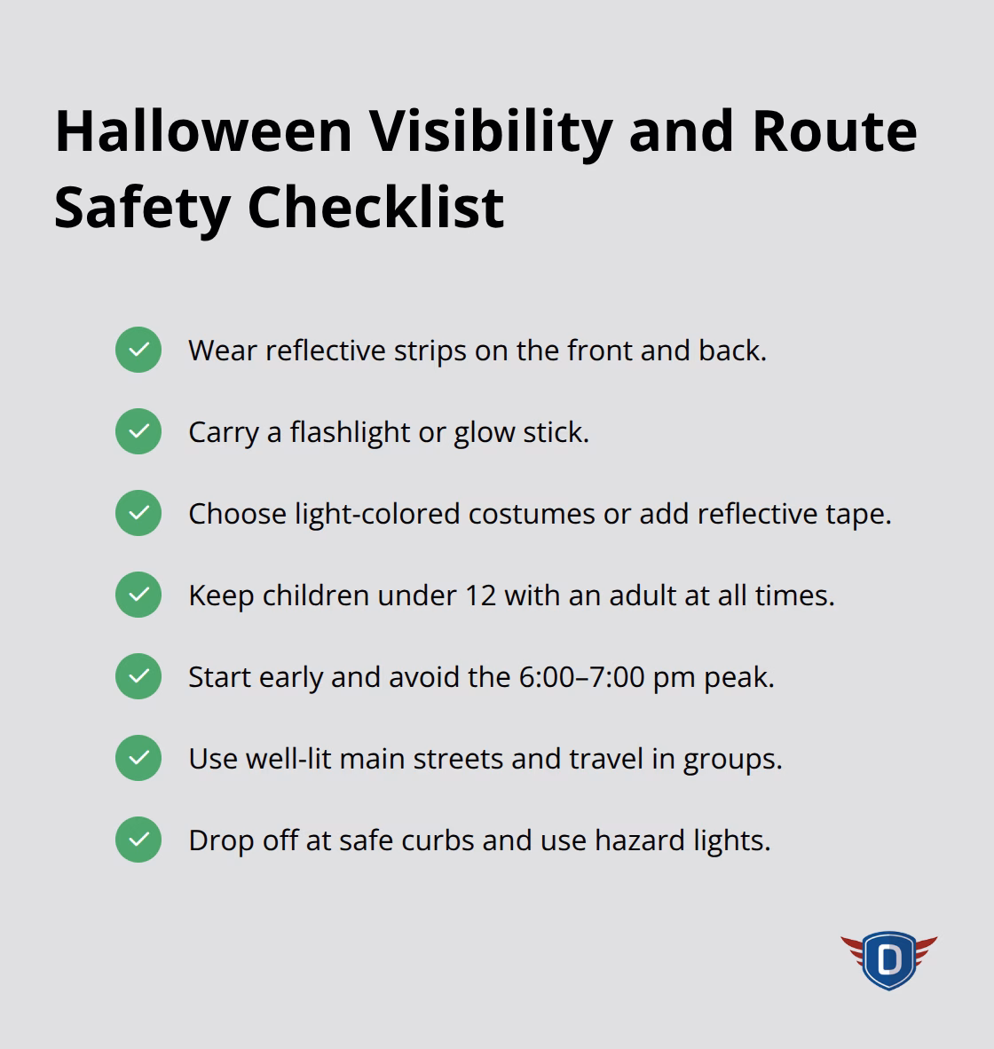 Practical steps to be seen and stay safe on Halloween. - halloween safety driving tips