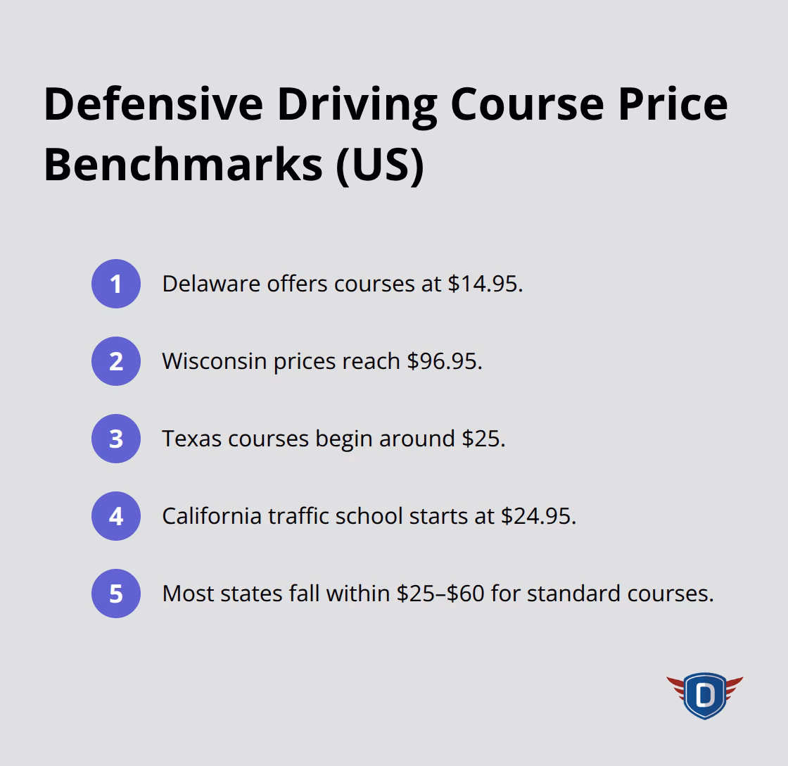 Key state price points for defensive driving courses across the United States - how much is a defensive driving course