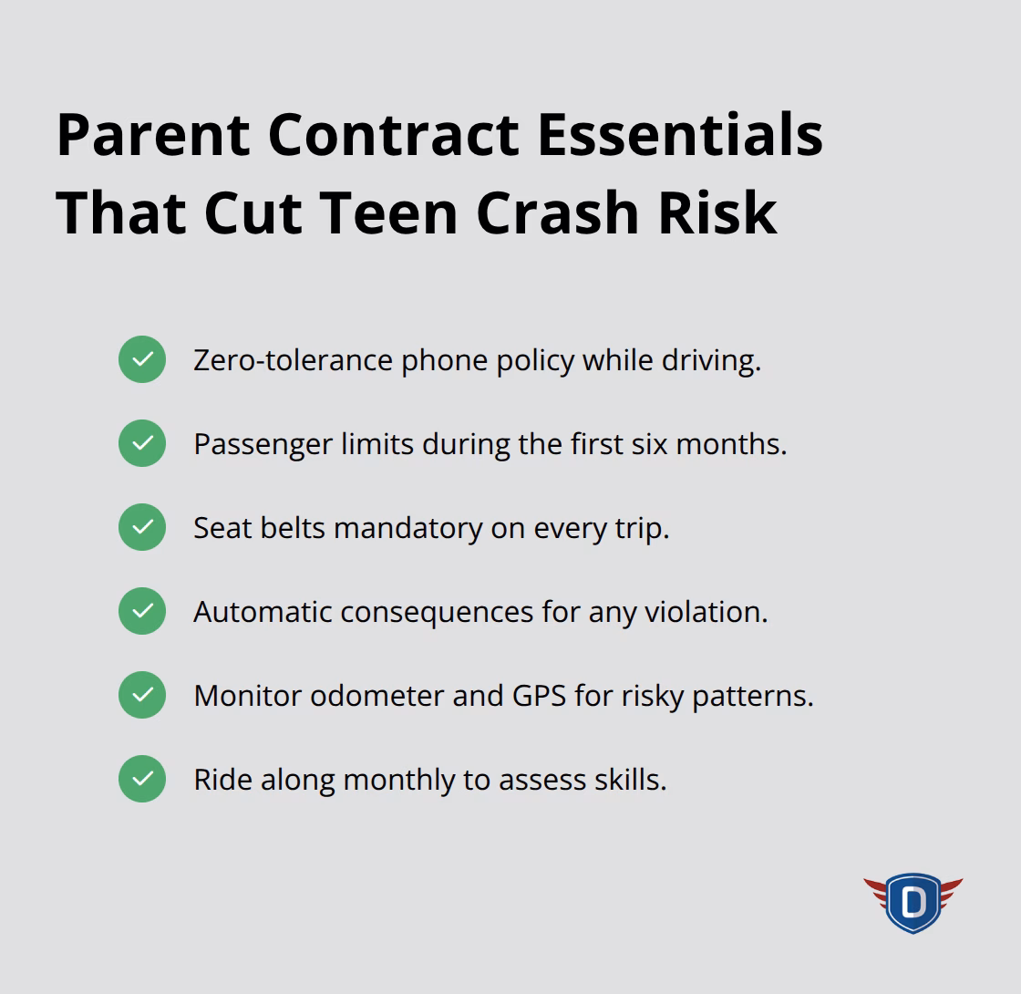 Checklist of key parent rules that reduce teen crash risk. - safe driving for teenage drivers