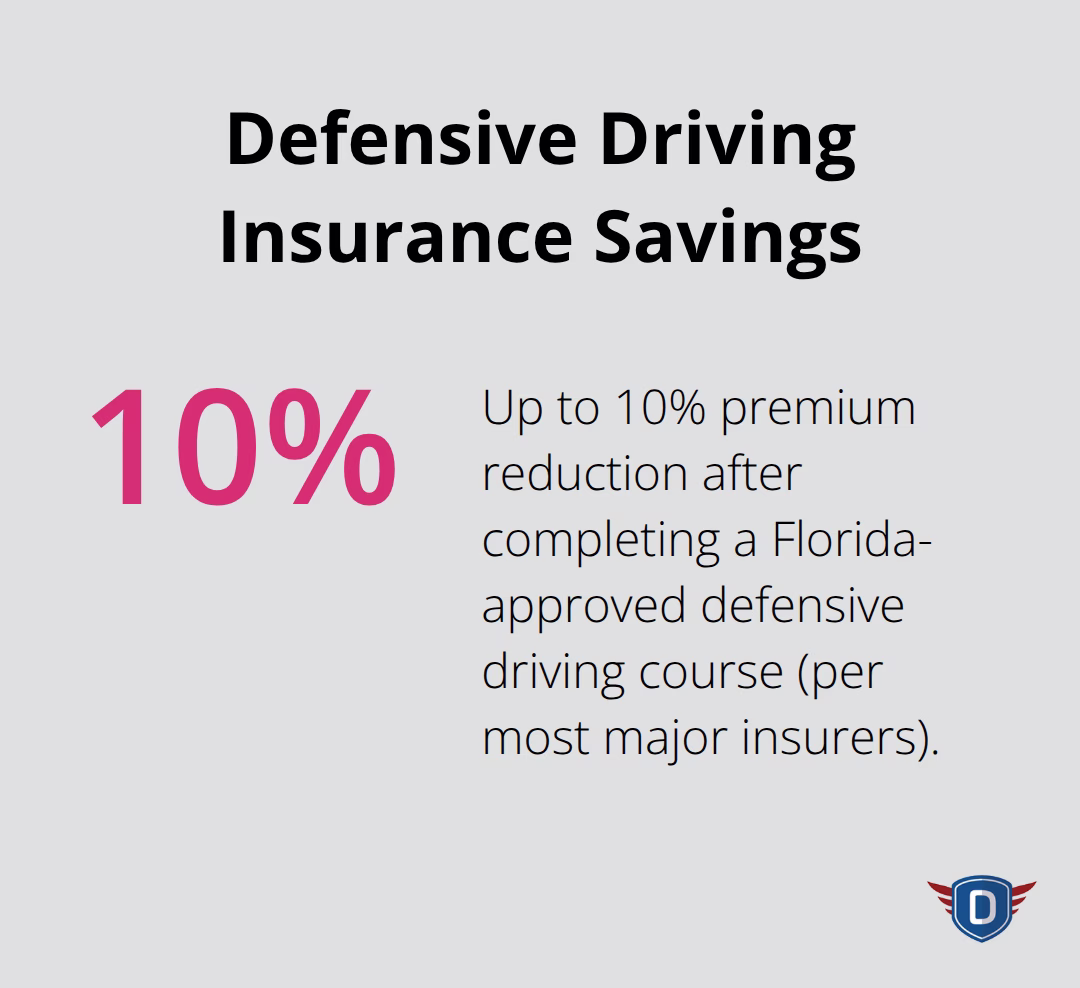 Percentage chart showing potential auto insurance premium reduction from an approved defensive driving course in Florida. - Substance education importance