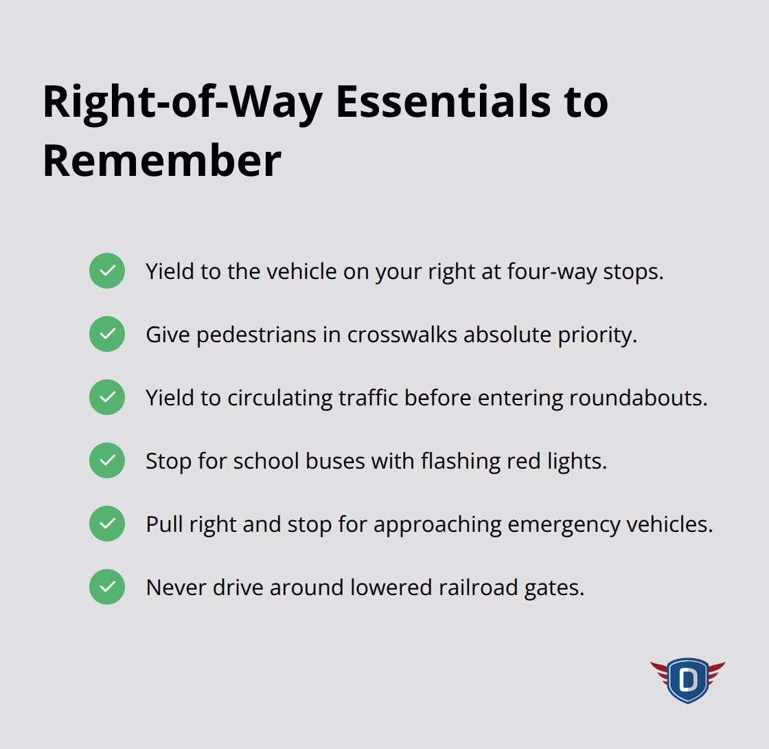 Checklist of key right-of-way rules for U.S. roads