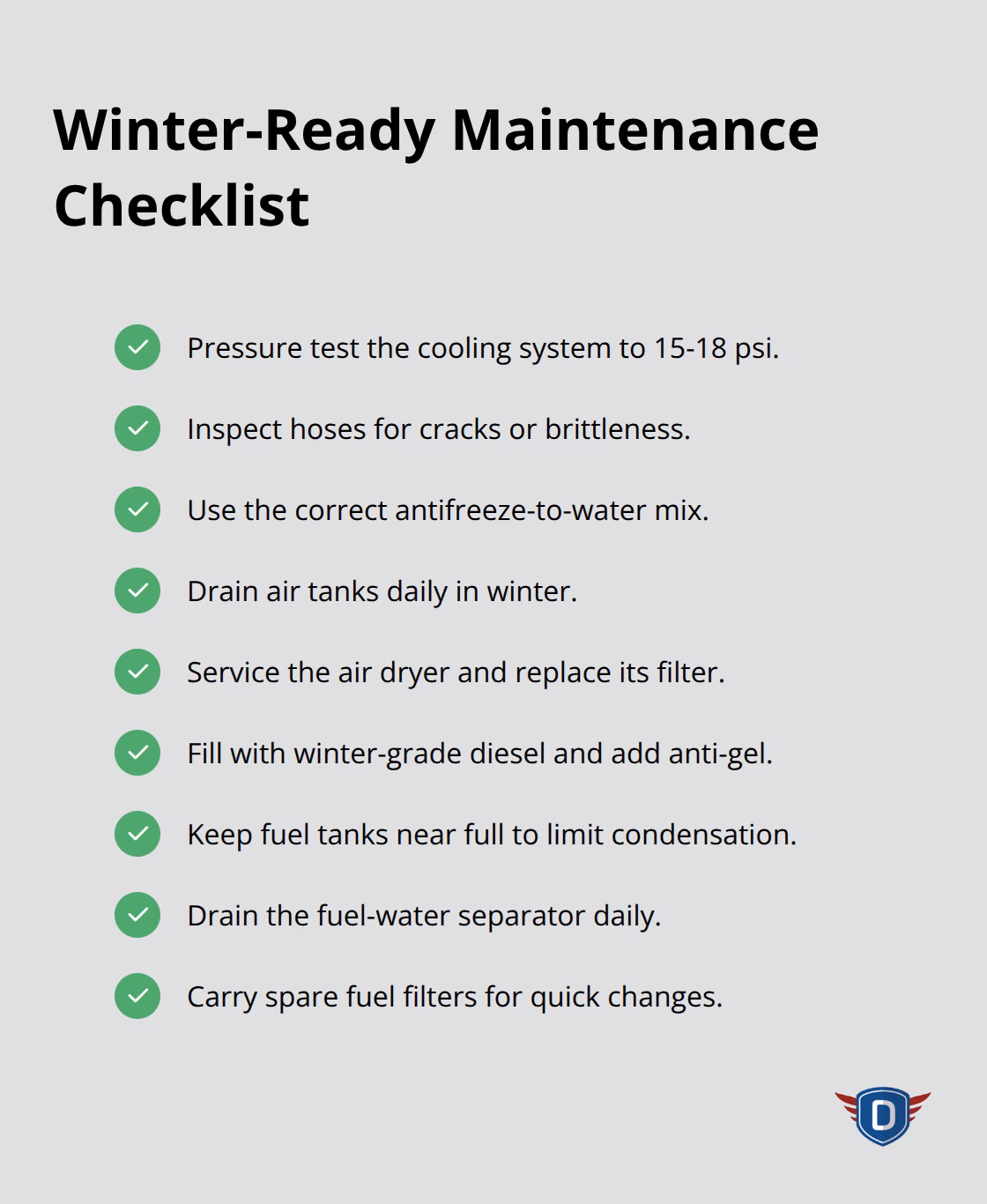 Checklist of essential winter truck maintenance tasks for U.S. drivers